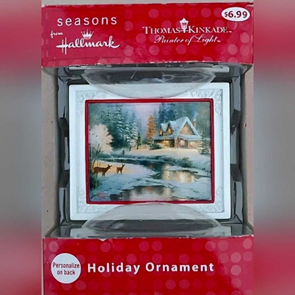 Vintage 1995 Hallmark "DEER CREEK COTTAGE"  Thomas Kinkade Hanging Ornament